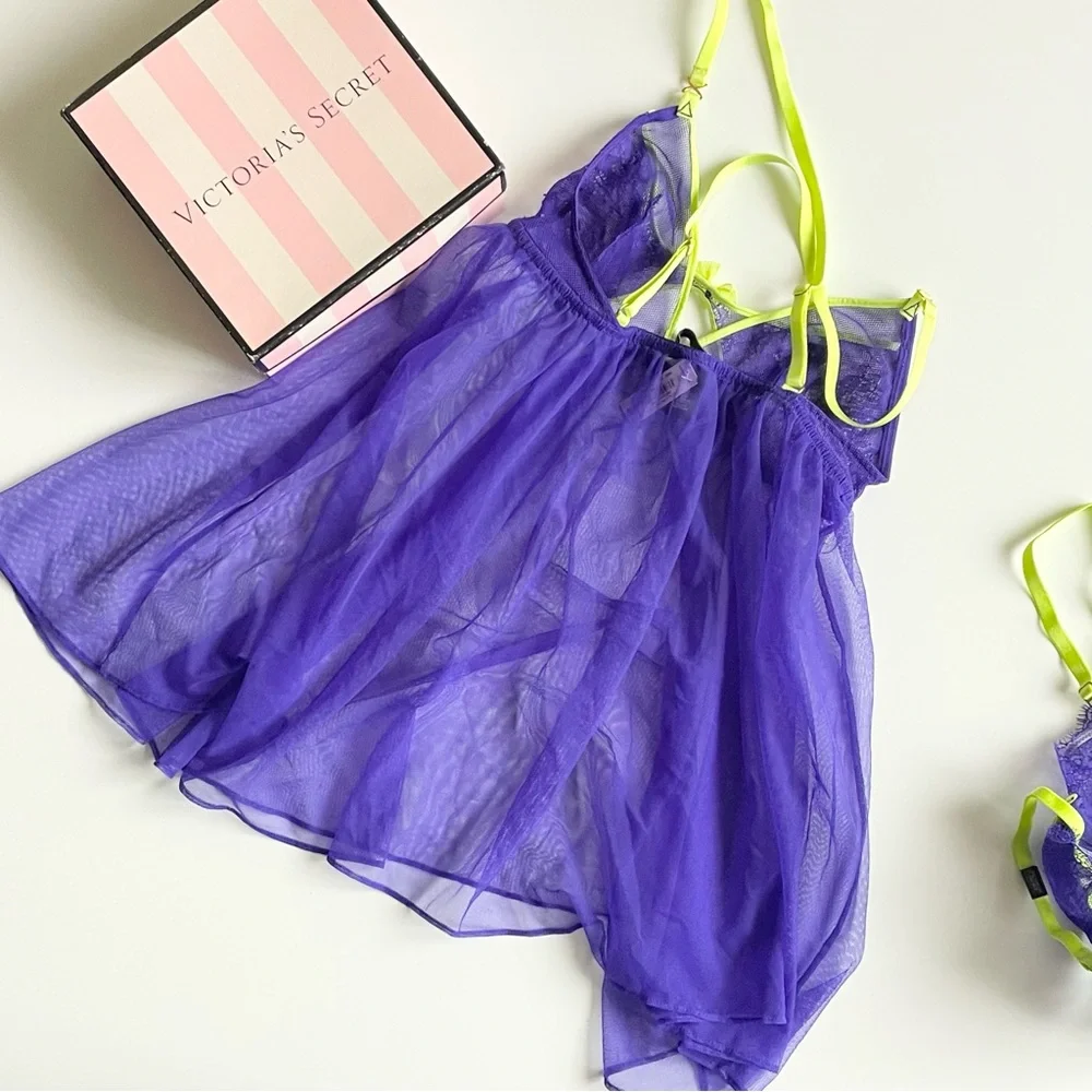 32B SMALL Victoria’s Secret 2pcs purple babydoll and bra set
